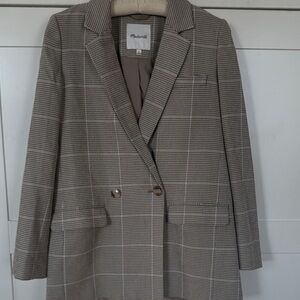 Madewell Women's Tan Checkered Blazer  dorset blazer  windowpane   29.5   Body